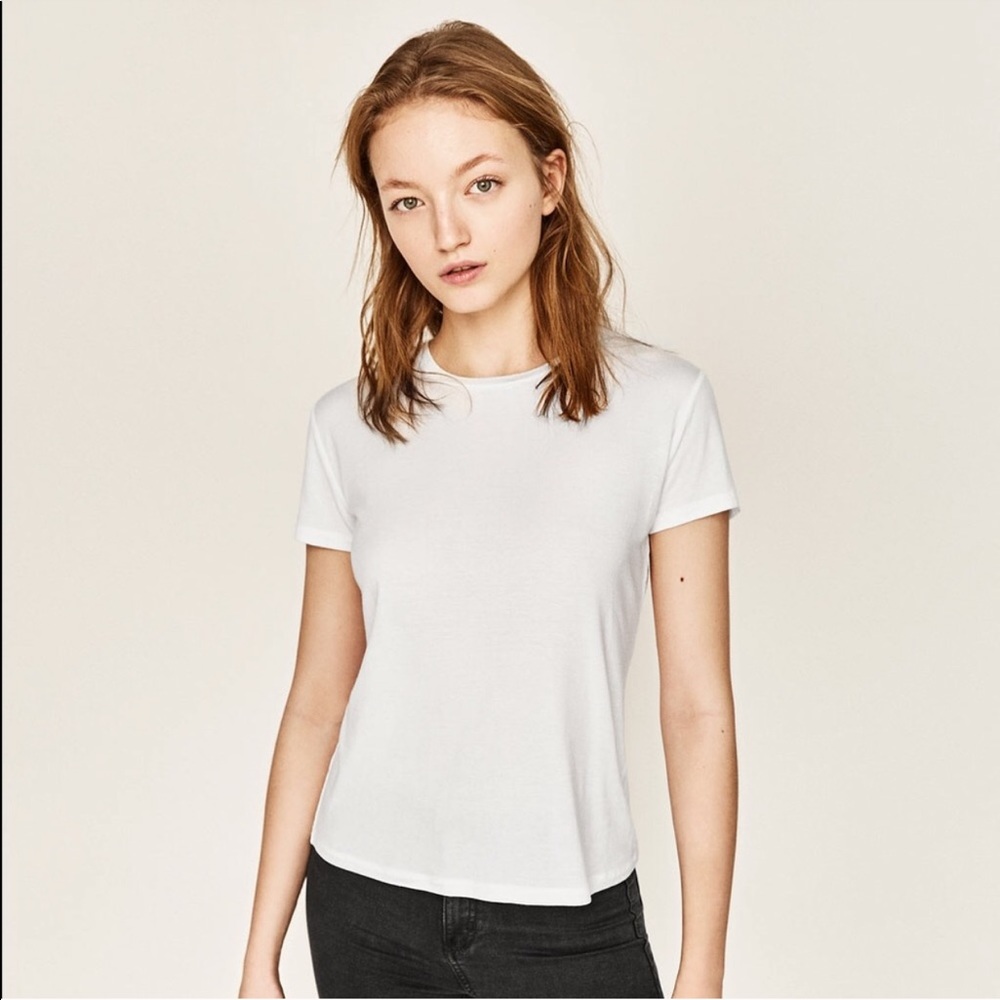 Zara | white basic tee shirt T-shirt top NWT
